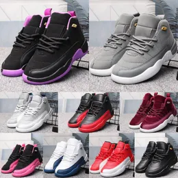 12s Kids Shoes 12 Basketball Sneaker Sneaker Girls Girls Athletic Outdoor Retro Youth Black Traersoners Deadly Rosso Big Kid Sport Sport Sneaker Preschina Chidren Chidren