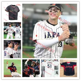 Baseball 2023 WBC Japan Baseball Jersey Tetsuto Yamada 9 Ukyo Shuto 11 Yu Darvish 13 Yuki Matsui 26 Yuki Udagawa 18 Yoshinobu Yamamoto Maillots cousus sur mesure