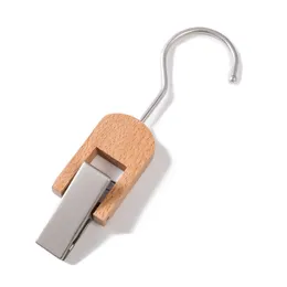 Appendiabiti per pantaloni in legno naturale, finitura lucida con ganci regolabili a 360° e clip antirughe (naturale, confezione da 20