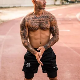 Męskie szorty Joggers Mężczyźni 2 w 1 Sport Shorts Gym Fitness Culturyting trening Szybki suchy plaż