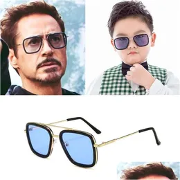 Sunglasses Lentes Tony Stark Kids Alloy Glasses Vintage Sun Children 8 16 Years Old Boys And Girls Zonnebrillen 220705 Drop Delivery Dh2Oa