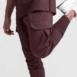 Pantaloni da uomo uomo jogger sottile seta di ghiaccio sottile che esegue pantaloni di fitness multipocchi casual