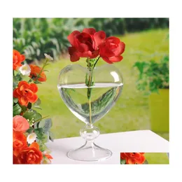 Vases Glass Flower Pots Planter Heart Vase Standing Home Decoration Desktop Decorative Wedding Party Decor 210623 Drop Delivery Garde Dhcwn