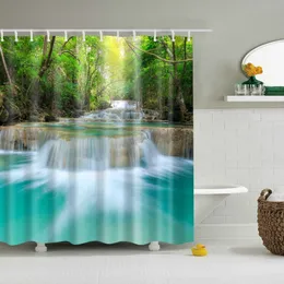 Shower Curtains Landscape Creek Bamboo Stone Shower Curtains Bathroom Curtains Frabic Waterproof Mildewproof Polyester Bath Curtain 180X180cm 230322