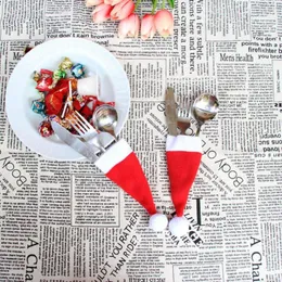 クリスマスの装飾卸売食器カバー装飾ナイフフォークセットハットストレージツールフェスティバル装飾18Oct