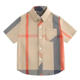 Summer Boys Plaid Shirts Kids Koszulka z krótkim rękawem Dzieci Downown Collar Shirt Baby Boy Tops Tees 3-8 lat