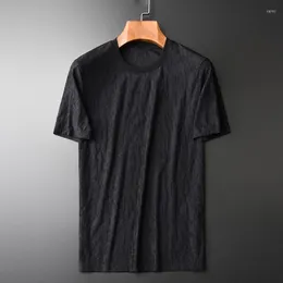 T-shirt da uomo Luxury Black Mens T-shirt da uomo girocollo manica corta da uomo estiva Plus Size 4xl Jacquard Slim Fit T-shirt da uomo