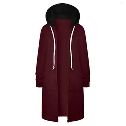 Kvinnors hoodies vinter varma ytterkläder 2023 koreanska enkelt temperament långversion coat manteau femme hiver jacka kvinnor