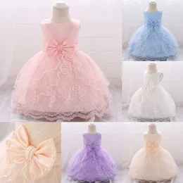 Girls Dresses 2023 Birthday Baby Dresses Kids Wear Lace Bow Princess Dress Wedding Party Summer Baby Clothes For Girl 0-3T