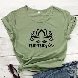 Women's T-Shirt Namaste Lotus Flower T-shirt Aesthetic Summer Women Graphic Vegan Tee Top Funny Lady Yoga Workout Gift Tshirt Drop 230321