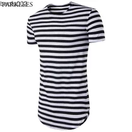 Men's T-Shirts Striped Longline T Shirt Men 2018 Summer New Short Sleeve Extra Long Mens T Shirts Hip Hop Hi Street Tops Tees Camisetas Hombre W0322