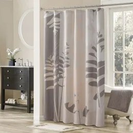 Tende da doccia Olivia Grey Flower Poliestere Tessuto tortora impermeabile Foglie stampate Decorative Tan Floral Shower Curtain 230322