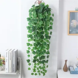 Decorative Flowers 90cm Vine Leaves Artificial Plant DIY Green Dill Sweet Potato Grape Begonia Watermelon Wall Hanging For Home Garden Decor