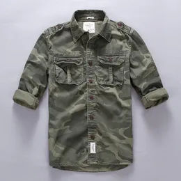 Freizeithemden für Herren, lässige Camouflage-Männerhemden, Militär-Cargo-Baumwoll-Leinenhemden, männliche Langarmtaschen, Safari-Armee-Outdoor-Oberteile, 230322