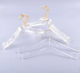 Klädlagringsgarderob Lyxkläderhängare Rensar akrylklänning med Gold Hook Transparenta skjortor Holder för Lady Kids SN159