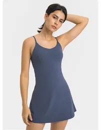Ll kadın yoga kıyafeti egzersiz göğüs pedi içinde kız şort elbiseler golf spor salonu slip fiess kadın tenis elbise
