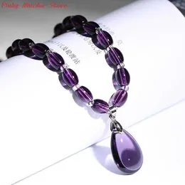 Anhänger Halsketten Amethyst Halskette Kristall Armband Handwerk Kristall Decorativas Rohstein Schmuck Modische Atmosphäre Z0321