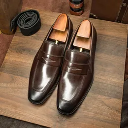 Dress Shoes Hanmce Genuine Leather British High Top Formal Wedding Slip On Loafers Men