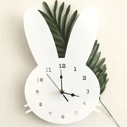 Wall Clocks Cute Wooden Rabbit Shaped Wall Clock Kids Room Decor Gender Neutral Wall Clock Nursery Baby Shower Gift Home Decoration 230323