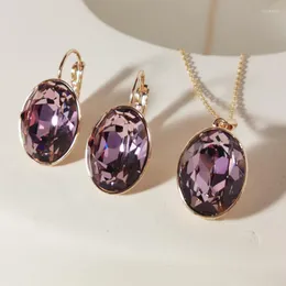 Halskette Ohrringe Set Damen Halsketten Schmuck aus österreichischem Kristall für Braut Hochzeit Trendschmuck 2023 Ohrstecker und Mädchen Bijoux