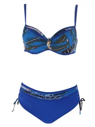 Blue Sexy Bikini Swimwear Women New Large Size Swimsuit Metal Brooch Bathing Suits Summer Beach Wear Biquini Set