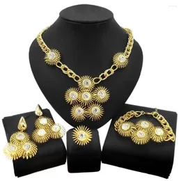 Conjunto de collar y pendientes EYER BIG Fashion 4 Uds. Joyería africana de flores de lujo para mujer boda fiesta Dubai nupcial 2023