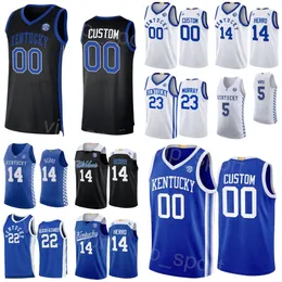 Kentucky Wildcats Basketbol 14 Tyler Herro Jersey College 5 Kevin Knox II 22 Shai Gilgeous-Alexander 23 Jamal Murray 25 PJ Washington Siyah Mavi Beyaz Dikiş NCAA