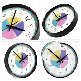 Wall Clocks Round Shape Educational Wall Teaching Clock for Classroom Bedroom Playroom Nice Wall Decor Kids Learn Silent Movement Clock 230323