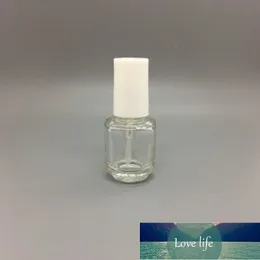 Bottiglia di smalto per unghie in vetro trasparente vuota ricaricabile di forma rotonda da 5 ml di qualità per nail art con tappo nero a pennello