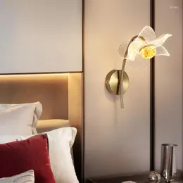 Lâmpada de parede LED moderno com luzes acrílicas de flores para o quarto da sala de estar decoração interna decoração 85-265V