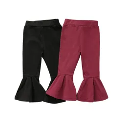 Kids Girls Flare Pants Solid Colors Ruffle Trousers Toddler Baby Clothes Kids Elastic Waist Trousers Kids Casual Outfits