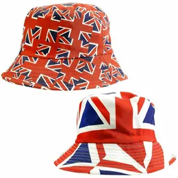 Breda randen hattar hink hatt union jack kvinnors vändbara fiskare mössor bob man golf hattar panama sommarstrand barn kvinnlig solskydd g230323