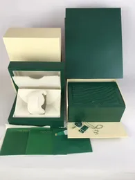2023 Nowe pudełka gorąca sprzedawca ciemnozielone pudełko zegarek Woody Case na broszurę i papiery w angielskim szwajcarskim zegarkach