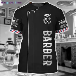 Herr t-shirts Barber Shop-skjorta herr t-shirts 3d tryckt anpassade herrkläder o-hals överdimensionerade billiga korta seve tops cool punk streetwear 0325h23