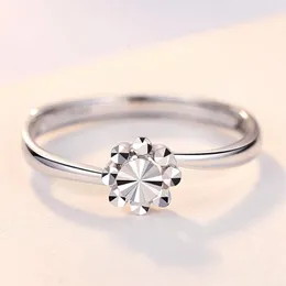 Clusterringe Pt950 Nachahmung Diamant Platin Ring Echte Öffnung Einstellbar Paar Verlobung Für Frauen