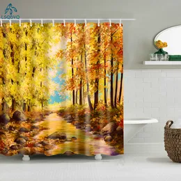 Shower Curtains Colorful Plant Trees Scenic Forest Shower Curtains Bathroom Curtain Frabic Waterproof Polyester Bath Curtain with Hooks 230322