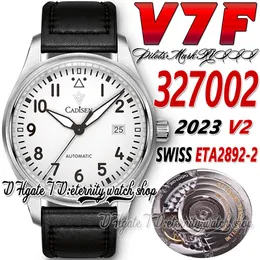 V7F V2 v7327002 Swiss ETA2892-2 Automatic Mens Watch White Dial Number Markers Stainless Steel Case Black Leather Strap 2023 Super Edition eternity wristwatches