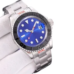 Relógios mecânicos automáticos masculinos de vidro de vidro de 40 mm de aço inoxidável de aço azul -galo azul sólido Montre de luxu