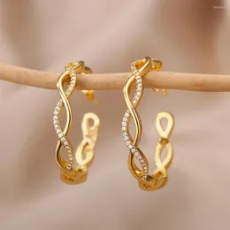 Creolen, minimalistischer Metall-Twisted-Kreis, Goldfarbe, modisches Statement, geometrisch, großer runder Ohrring für Frau, Hochzeitsschmuck