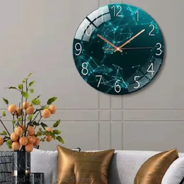 Wall Clocks Nordic Style Wall Clock for Living Room 3D Golden Deer Household Fashion Glass Punch-free Light Simple Quartz Silent Watch 230323