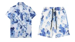 Mens Flower Tiger 프린트 셔츠 캐주얼 버튼 다운 반소매 하와이안 셔츠 정장 여름 해변 디자이너 드레스 셔츠
