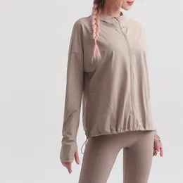 lu Giacca Casual Con Cappuccio Con Cerniera Protezione Solare Da Donna Protezione Solare Giacca Sportiva Sottile Top Run Giacca Da Yoga A Maniche Lunghe Con Foro Per Le Dita