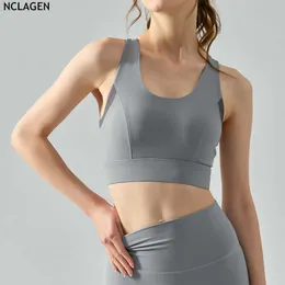 Camisoles Tanks Nclagen Women Outdoor Sports Seamless Yoga v Breaable Yoga Memaly Gym Runing Breaable Pushup Crossba Sexy Bra Z0322