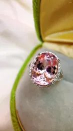 Anelli a grappolo JY Gioielleria raffinata Solido 18 carati Natura Rosa Morganite 6.590 ct Pietra preziosa Diamanti per le donne Regali