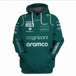 Felpe con cappuccio da uomo Felpe s nel 2023 Formula One Racing Aston Martin Green Fashion Zipper Pullover Abbigliamento per sport estremi 230323