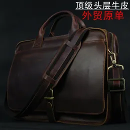 Портфазы роскошные подлинные кожаные мужские портфель портфель Business Bag Portfolio Ноутбук для плеча Messenger мужской документ сумка офиса 230323