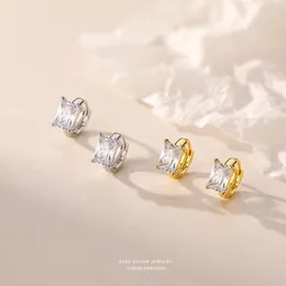 Rückenohrringe aus echtem S925-Sterlingsilber mit geometrischem, quadratischem Zirkonia-Clip für Damen, Ohrschnalle für Hochzeit, Party-Schmuck