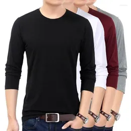 Men's T Shirts T-shirt Male Long Sleeve Cotton Spring Tops Men Clothing O Neck Plus Size Mens Solid Color Top Youth TShirts Manga Larga