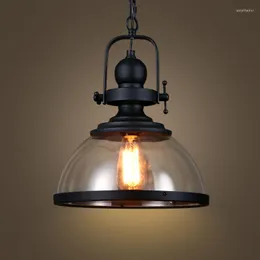 مصابيح قلادة عتيقة مصباح LED لاعبي Luminaire Loft American American Hanging Lamp Glass Industrial Stroplight Cafe Bar Restaurant E27