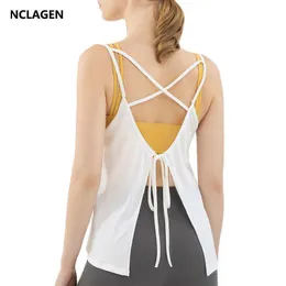 Camisoles Tanks Nclagen Sports Top Women's Sexy Summer Yoga Blouse Open BeautifulBa Cross Gym v Breaable Qui Dry Workout Fitness SMO Z0322